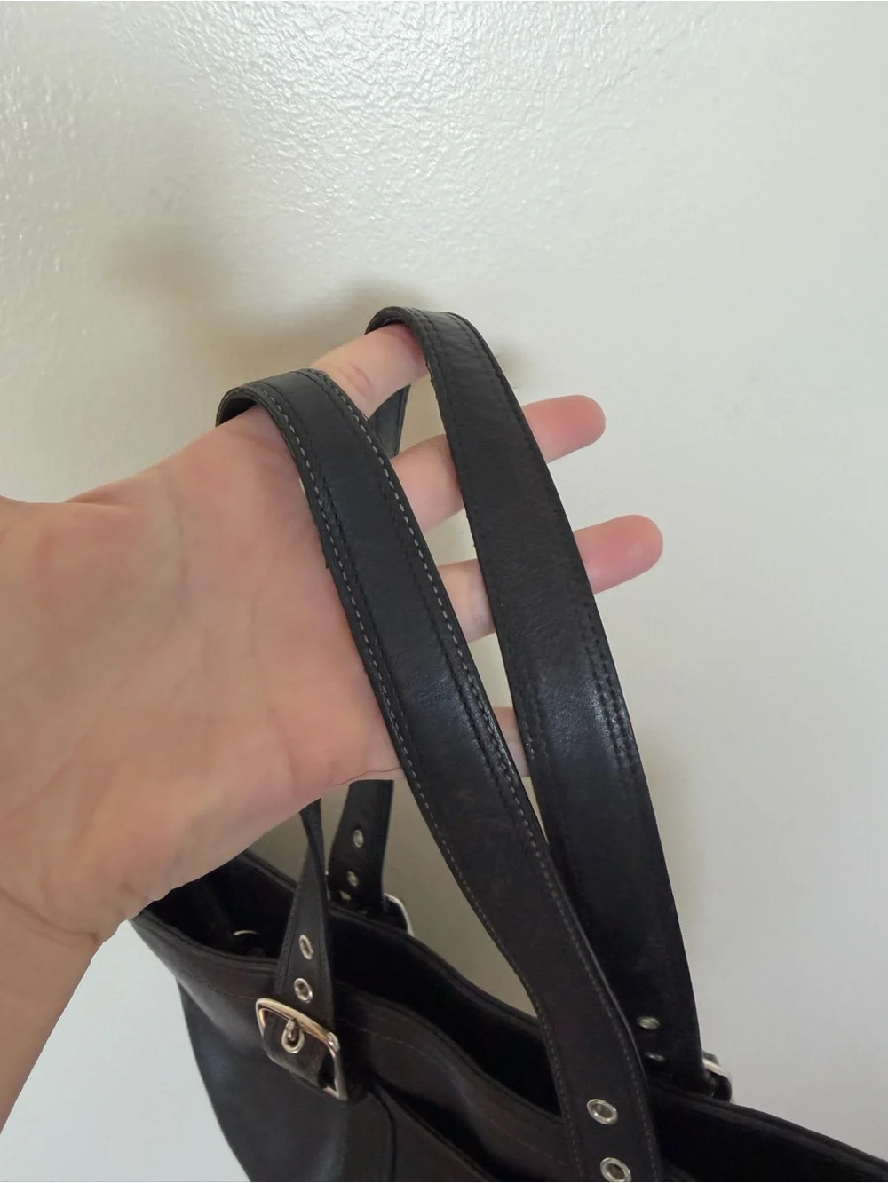 COACH Hampton F10194 Vintage Black Smooth Leather Tote Shoulder Bag